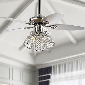 Kris 42" Crystal LED Ceiling Fan With Remote - JONATHAN Y